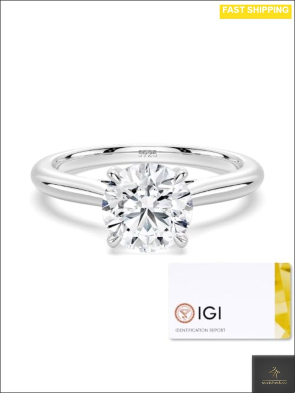 IGI Certified Moissanite Engagement Ring 925 Sterling Silver Wedding Band